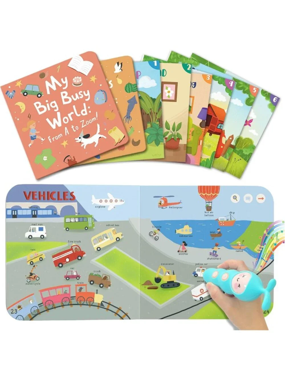 Interactive Talking Pen Set with 8 Books, 600+ Words, Phonics & Q&A Features